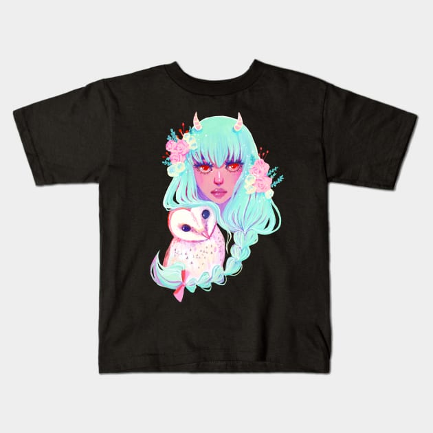 Lemon owl Kids T-Shirt by LavendarCat